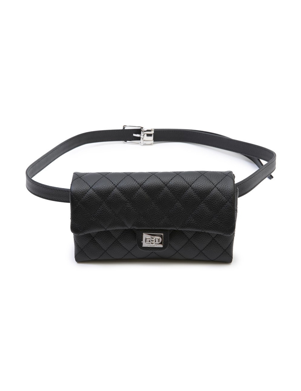 Ceinture banane CHANEL cuir caviar noir