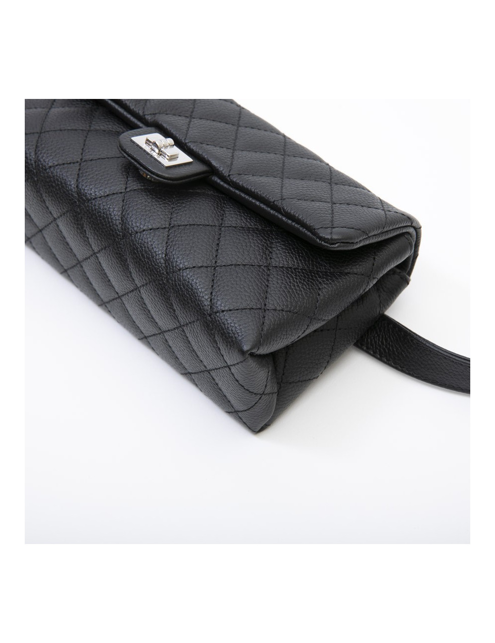 Ceinture banane CHANEL cuir caviar noir