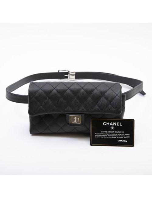 Banane CHANEL cuir grainé noir