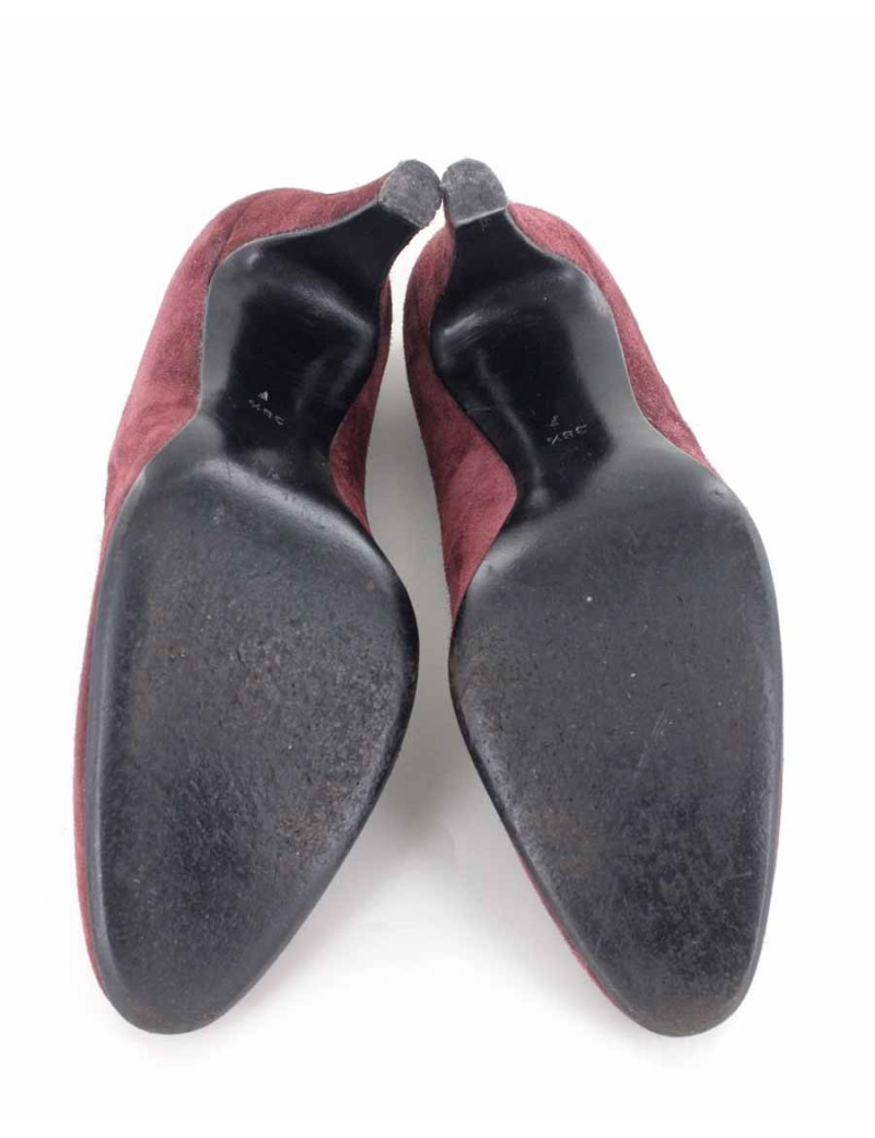 Escarpins HERMES en daim grenat T.38.5