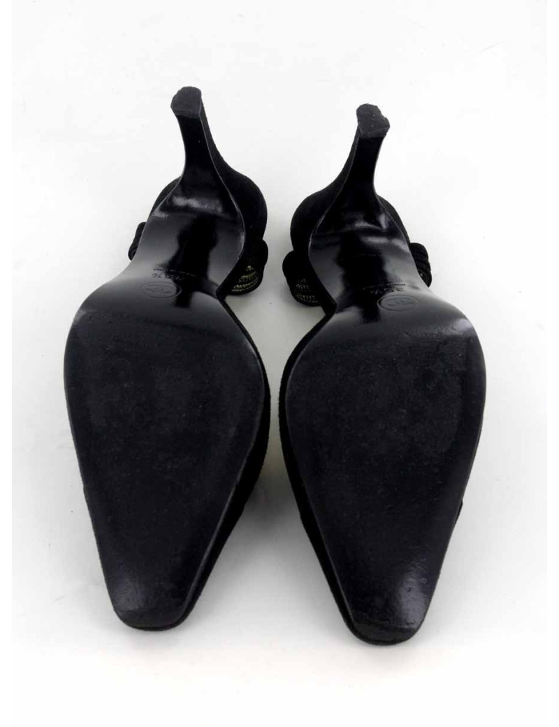 Escarpins CHANEL en daim noir T. 35.5
