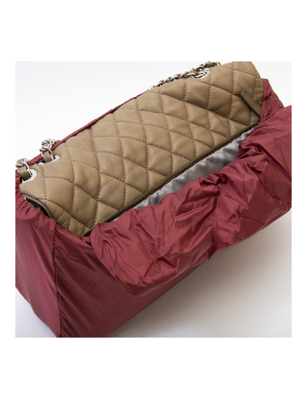 Sac CHANEL cuir d'agneau lisse matelassé marron 