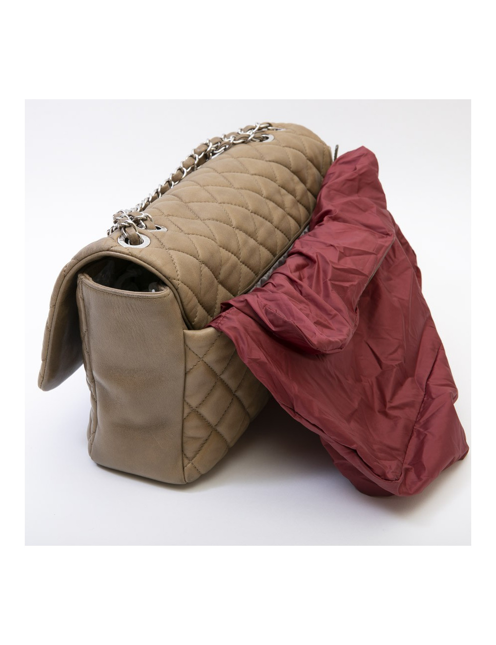 Sac CHANEL cuir d'agneau lisse matelassé marron 