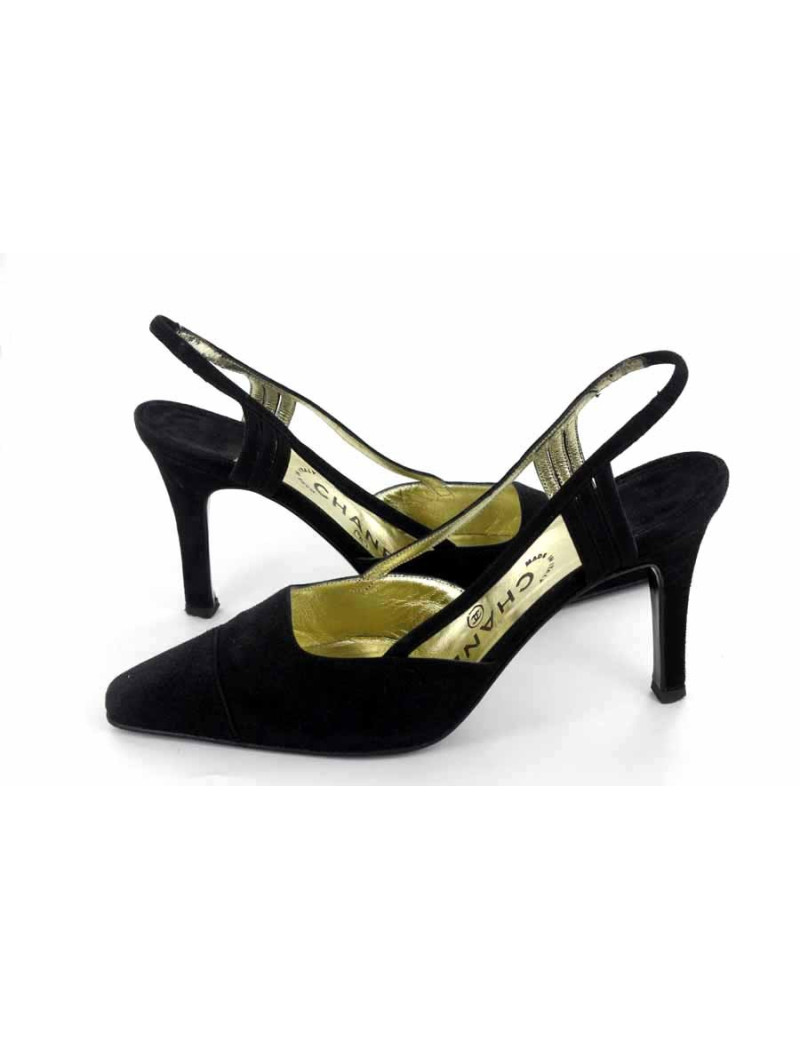 Escarpins CHANEL en daim noir T. 35.5