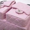 CHANEL Cambon large bag in pink smooth quilted lamb leather