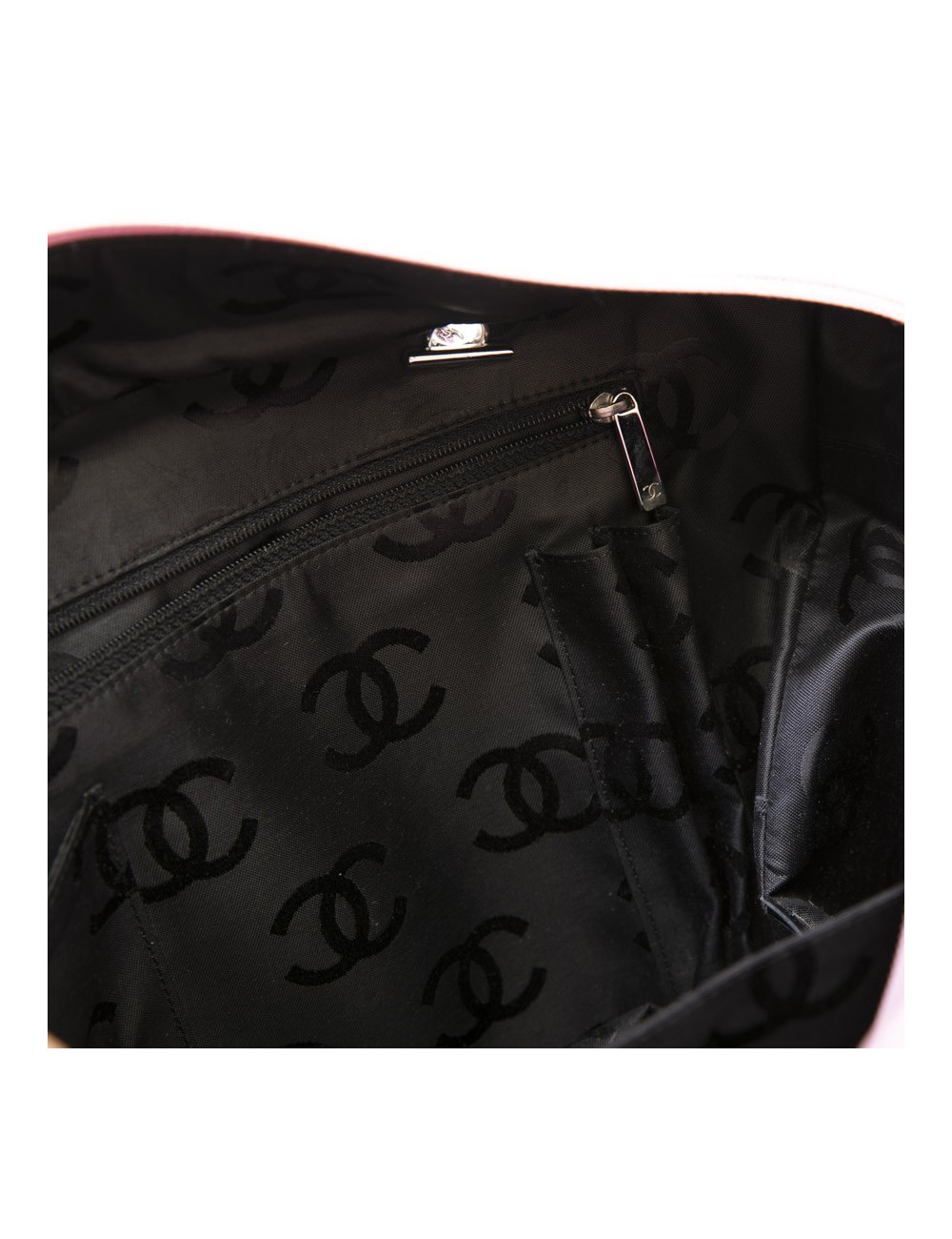 CHANEL Cambon large bag in pink smooth quilted lamb leather