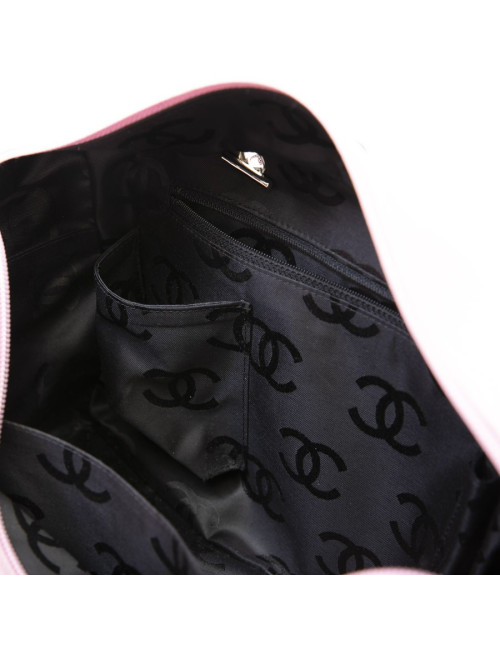 CHANEL Cambon large bag in pink smooth quilted lamb leather