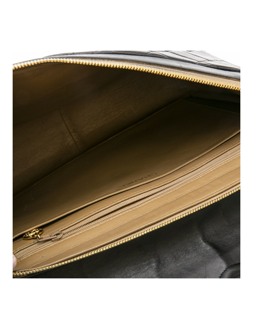 Sac Jumbo CHANEL cuir d'agneau matelassé noir Vintage