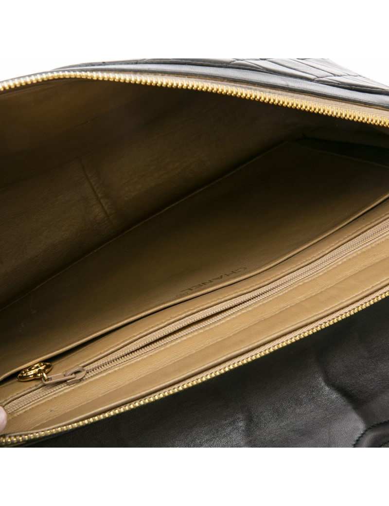 Sac Jumbo CHANEL cuir d'agneau matelassé noir Vintage