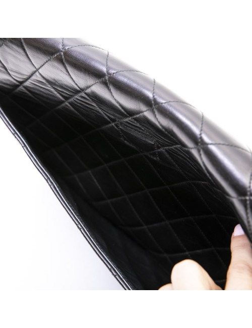 Sac Jumbo CHANEL cuir d'agneau matelassé noir Vintage