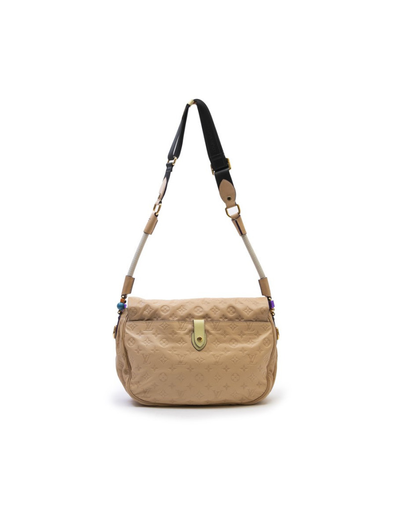 LOUIS VUITTON collector flap bag in beige monogram empreinte calfskin leather