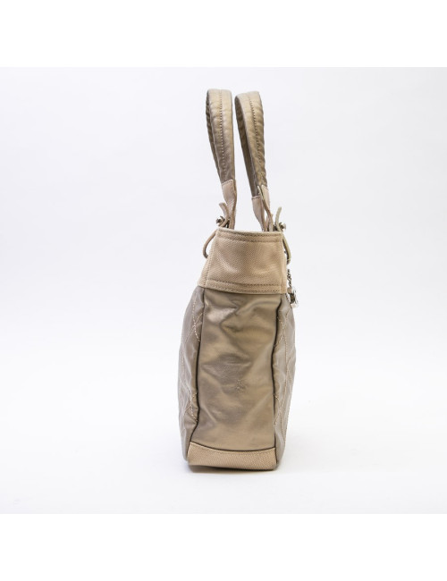 Sac "Biarritz" CHANEL toile matelassée beige doré