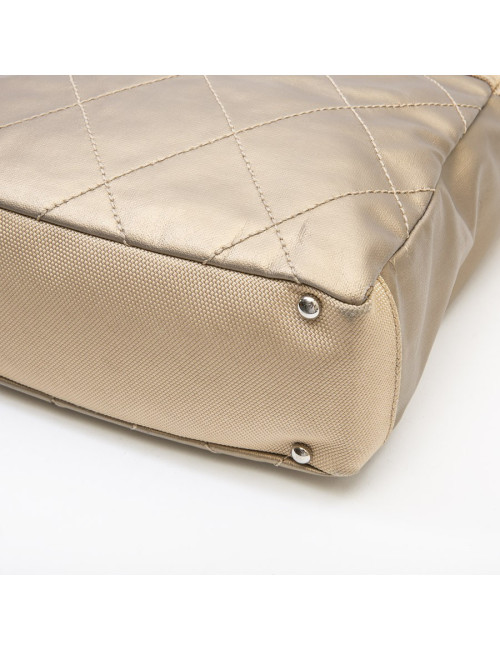 CHANEL Biarritz bag in gold beige quilted canvas