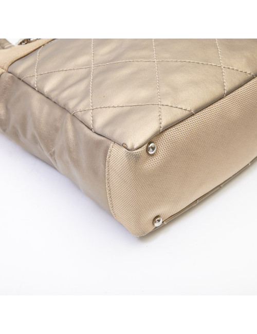 CHANEL Biarritz bag in gold beige quilted canvas