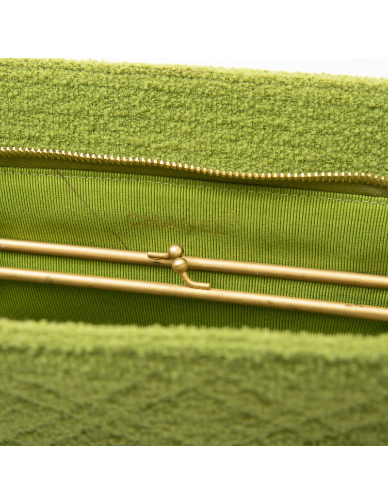 CHANEL vintage bag in anise green terry cloth