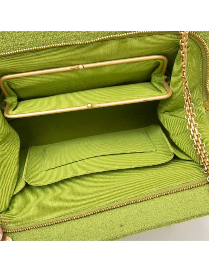 CHANEL vintage bag in anise green terry cloth