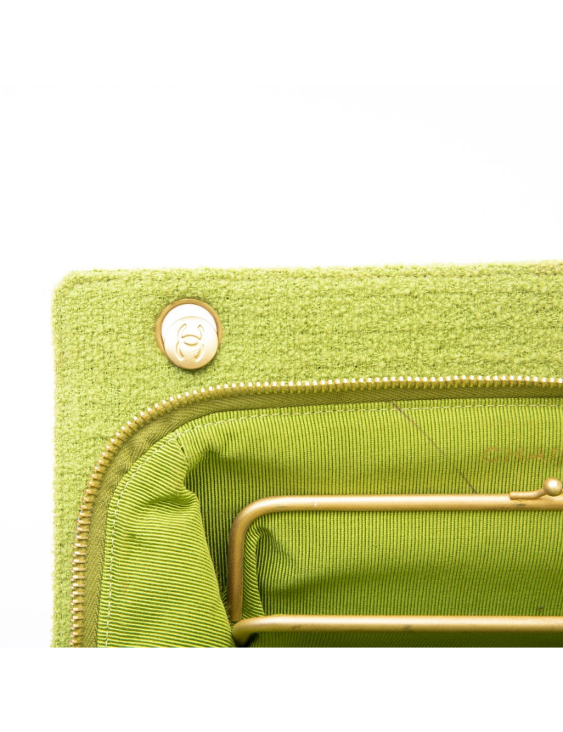 CHANEL vintage bag in anise green terry cloth