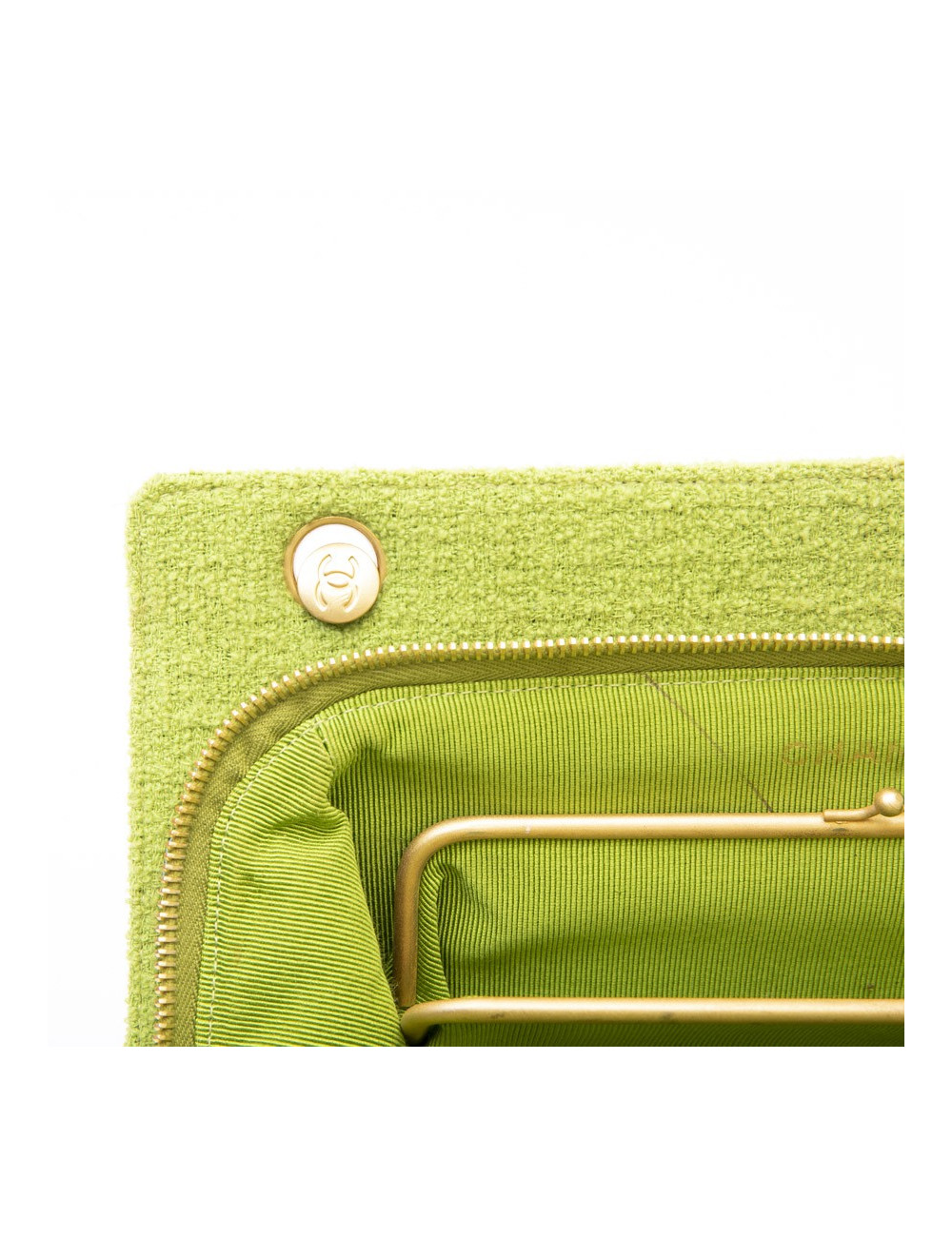 Sac CHANEL en tissu éponge vert anis Vintage