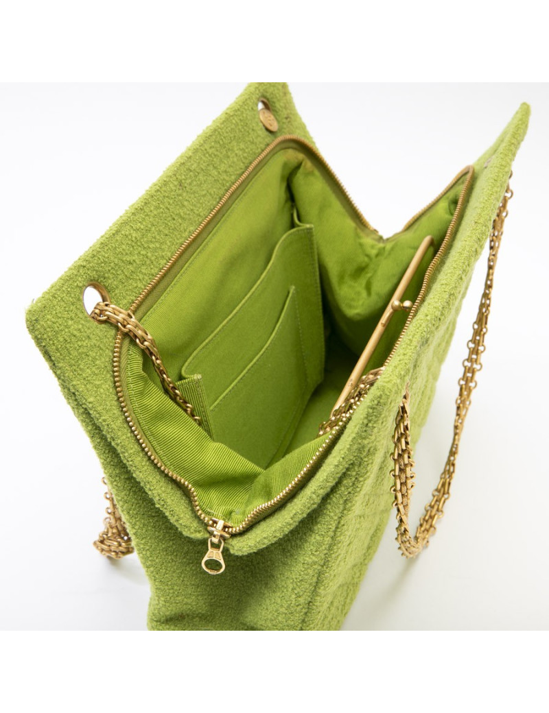 CHANEL vintage bag in anise green terry cloth