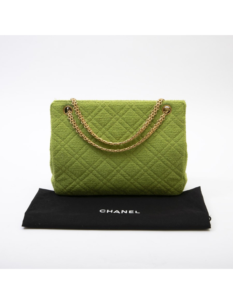 CHANEL vintage bag in anise green terry cloth