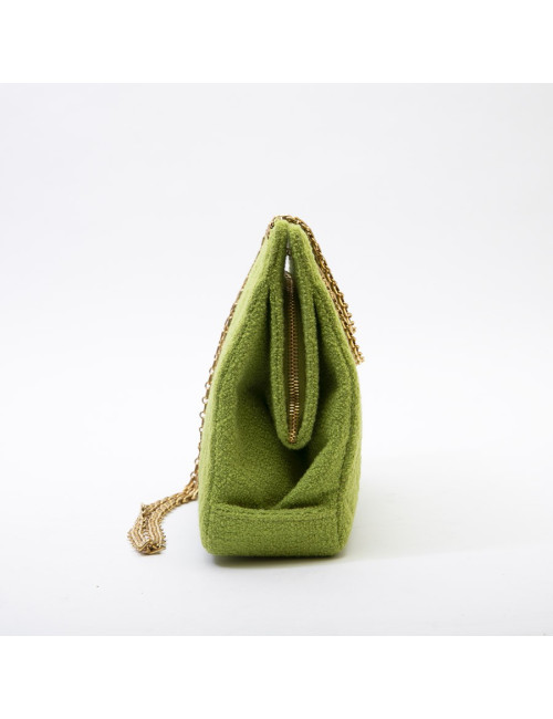Sac CHANEL en tissu éponge vert anis Vintage