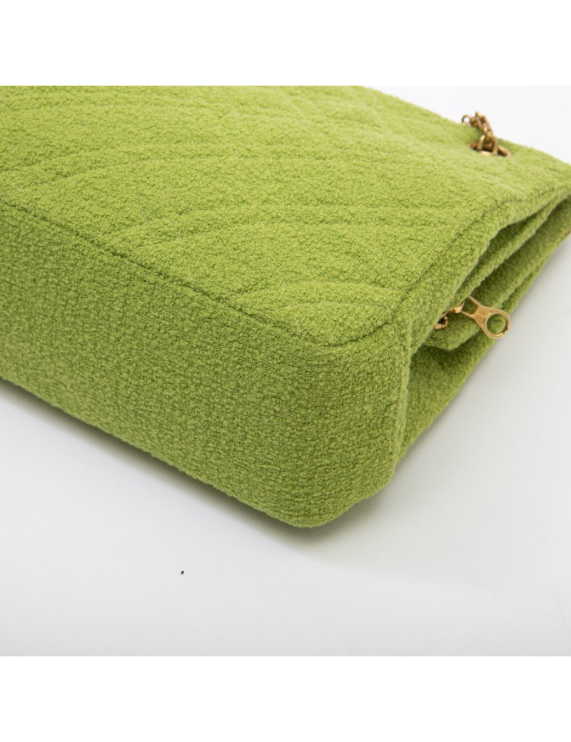 CHANEL vintage bag in anise green terry cloth