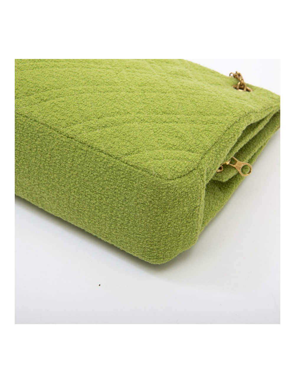 Sac CHANEL en tissu éponge vert anis Vintage