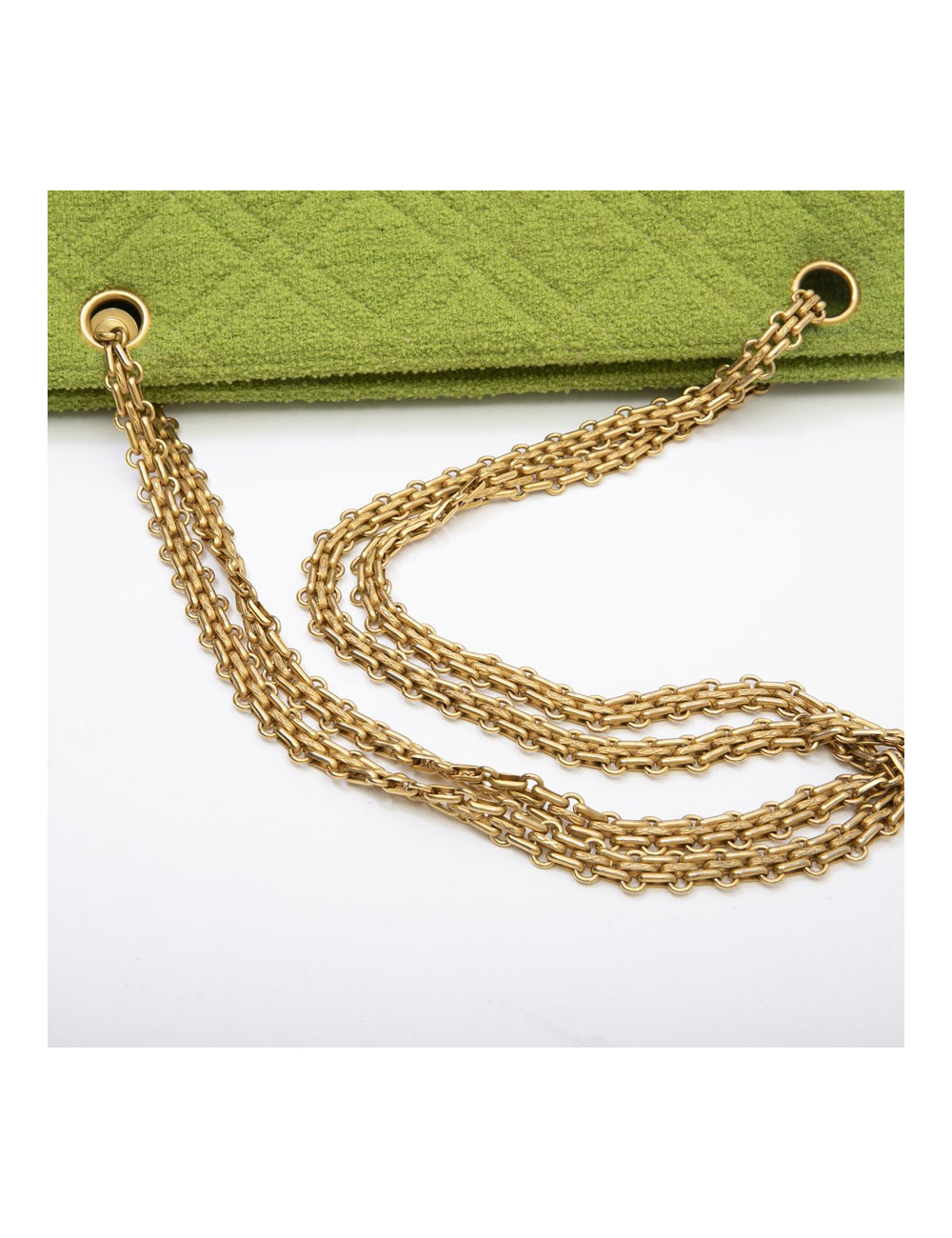 Sac CHANEL en tissu éponge vert anis Vintage