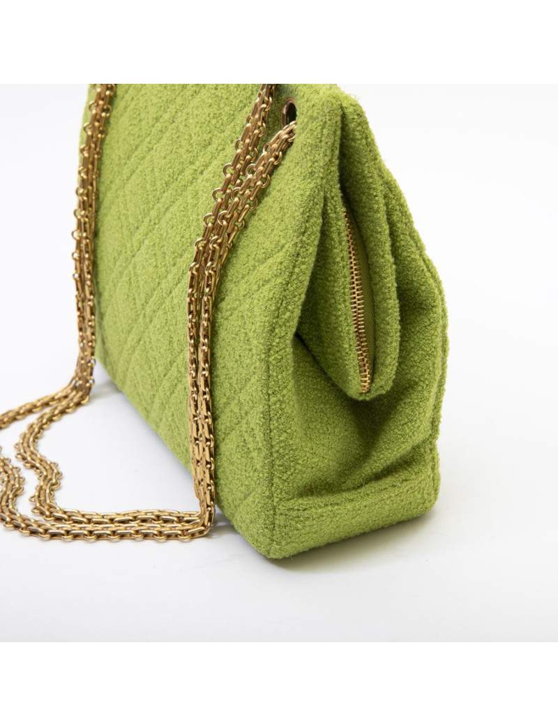 CHANEL vintage bag in anise green terry cloth