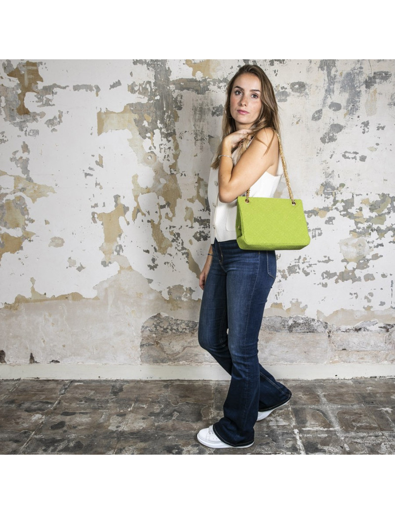 CHANEL vintage bag in anise green terry cloth