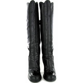 Boots with PomPoms in black leather ROCHAS T38