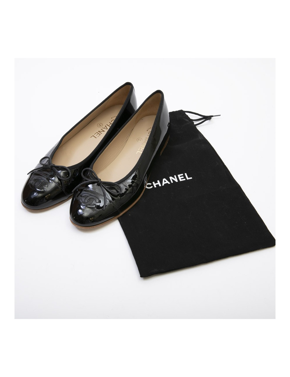 CHANEL ballerinas in black patent leather size 39.5