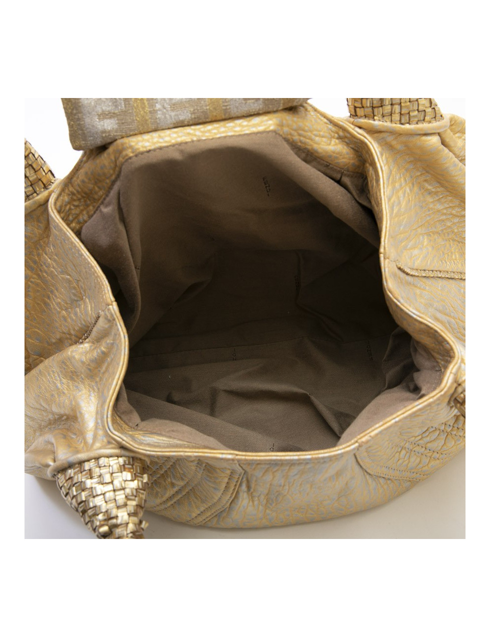 Sac FENDI modèle spy moyen cuir metallisé doré et argenté 