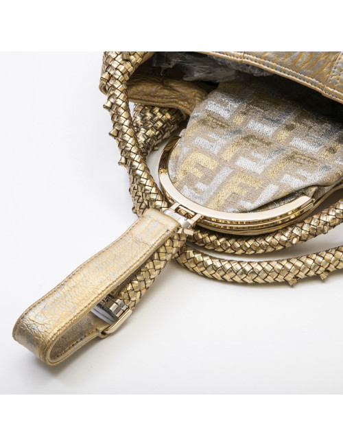 Sac FENDI modèle spy moyen cuir metallisé doré et argenté 