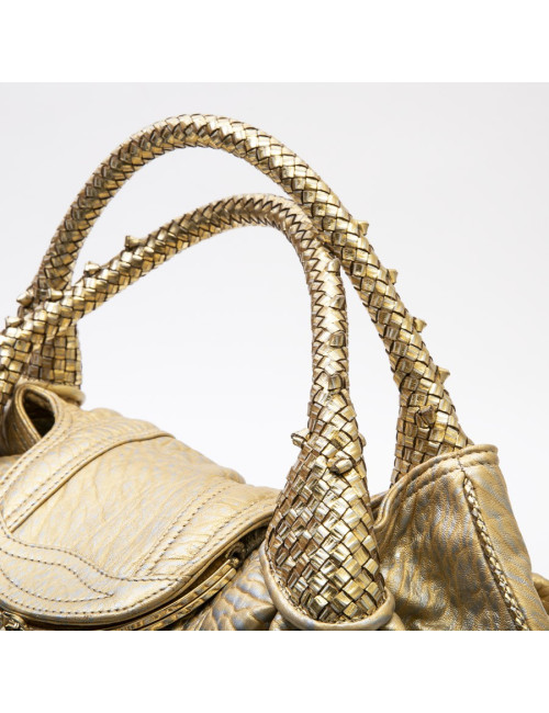 Sac FENDI modèle spy moyen cuir metallisé doré et argenté 