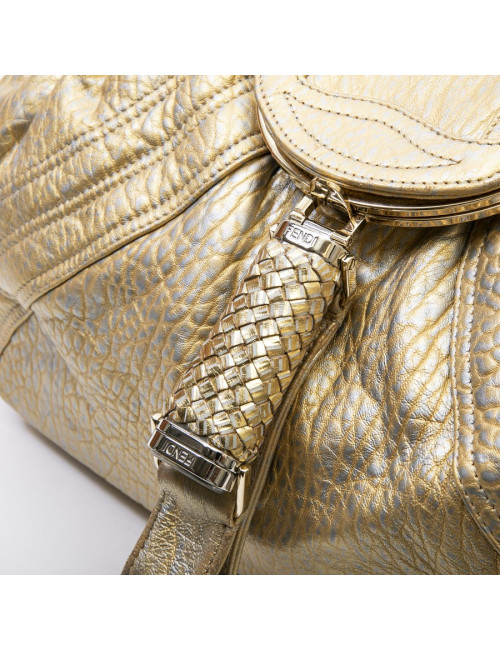 Sac FENDI modèle spy moyen cuir metallisé doré et argenté 