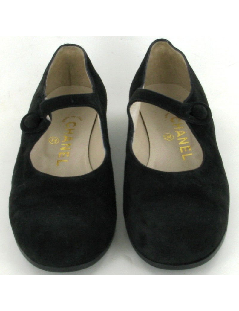 Ballerines CHANEL en daim noir T 35.5