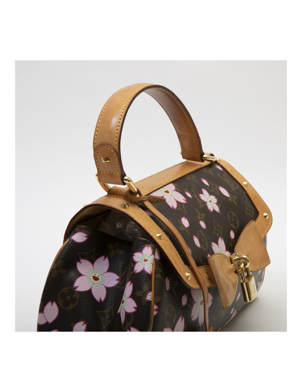 Sac LOUIS VUITTON "cherry blossom" Takashi Murakami toile Monogram marron fleurs roses