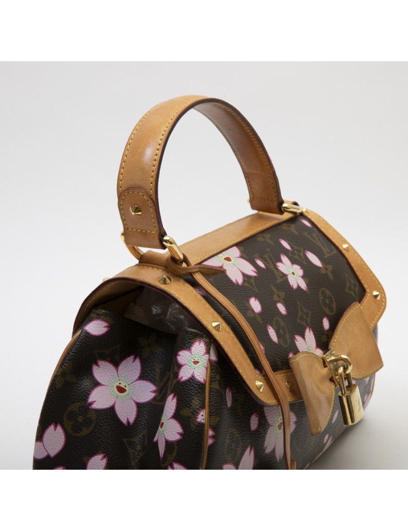 Sac LOUIS VUITTON "cherry blossom" Takashi Murakami toile Monogram marron fleurs roses