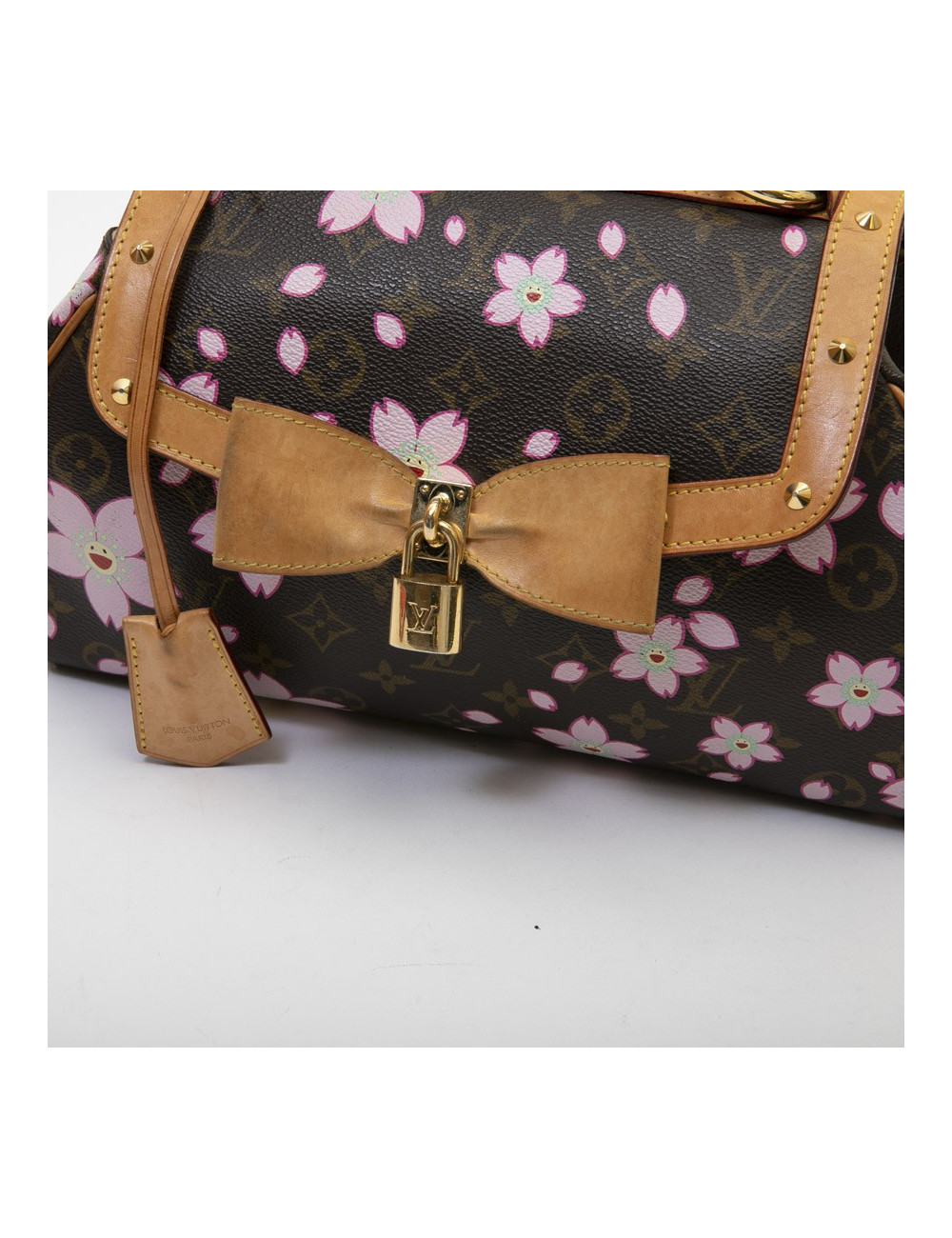 Sac LOUIS VUITTON "cherry blossom" Takashi Murakami toile Monogram marron fleurs roses