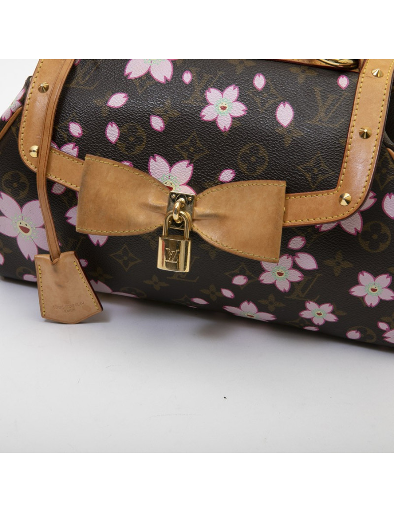 Sac LOUIS VUITTON "cherry blossom" Takashi Murakami toile Monogram marron fleurs roses
