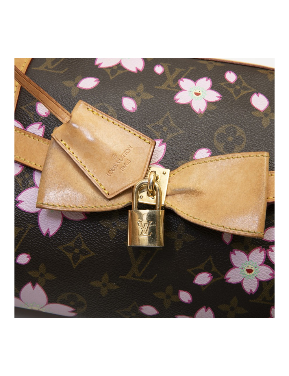 Sac LOUIS VUITTON "cherry blossom" Takashi Murakami toile Monogram marron fleurs roses
