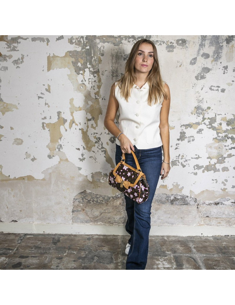 Sac LOUIS VUITTON "cherry blossom" Takashi Murakami toile Monogram marron fleurs roses