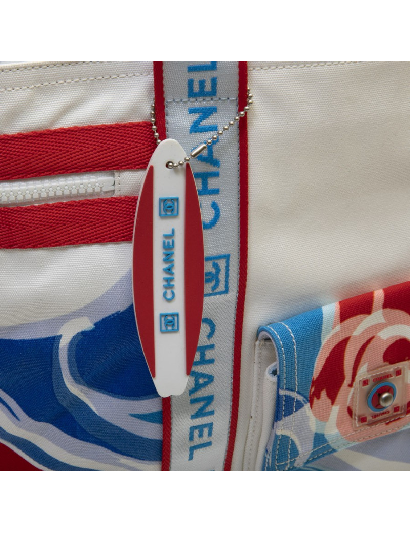 CHANEL beach bag in camellia printed canvas