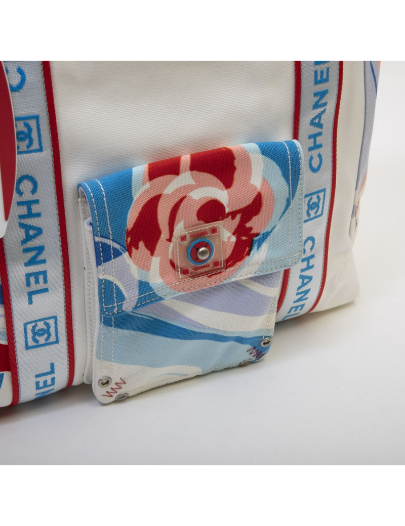 CHANEL beach bag in camellia printed canvas