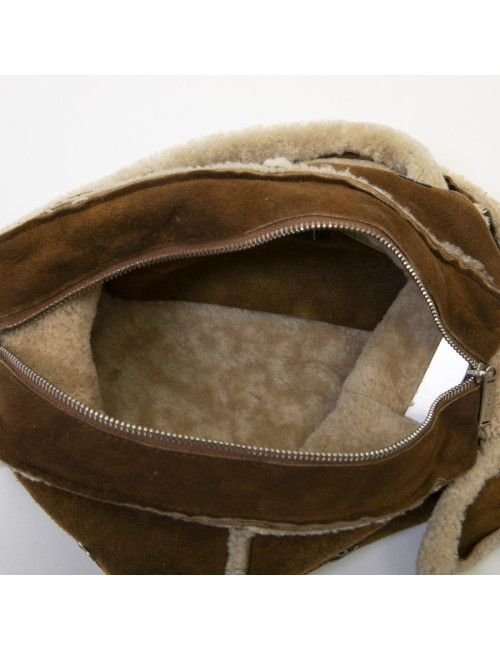 Sac CHANEL en peau retournée camel