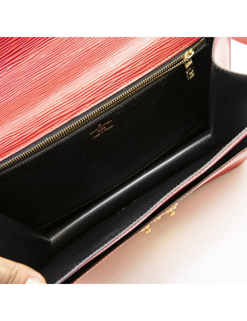 Sac cartable LOUIS VUITTON cuir épi rouge