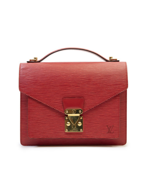 Sac cartable LOUIS VUITTON cuir épi rouge