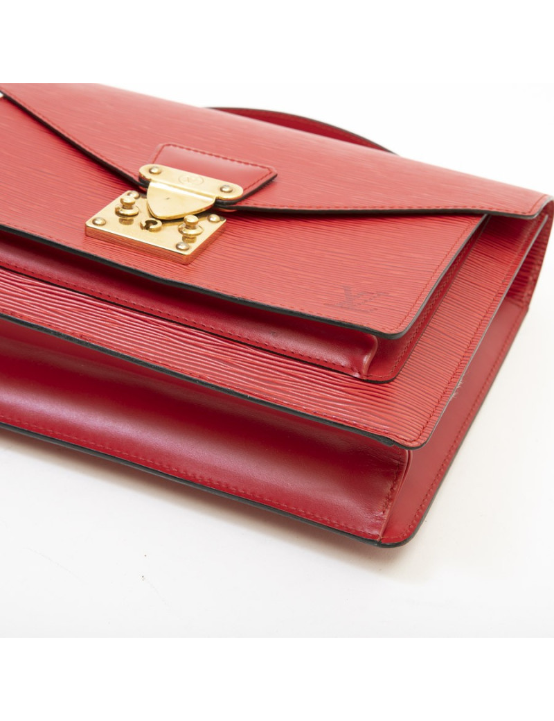 Sac cartable LOUIS VUITTON cuir épi rouge