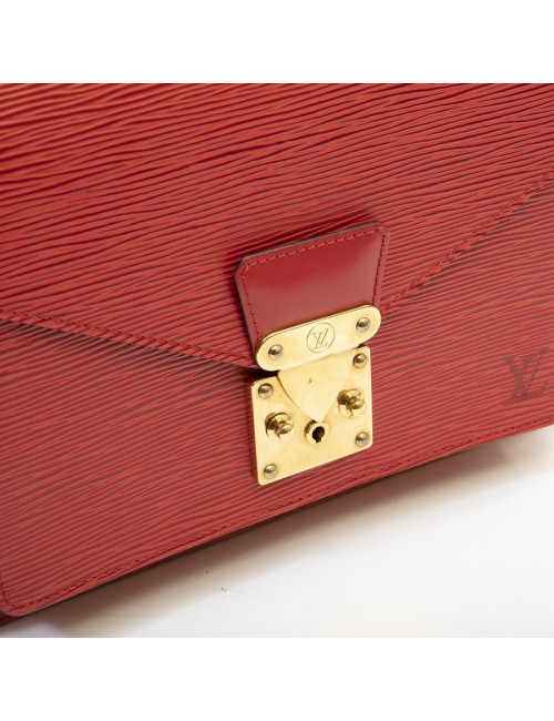 Sac cartable LOUIS VUITTON cuir épi rouge
